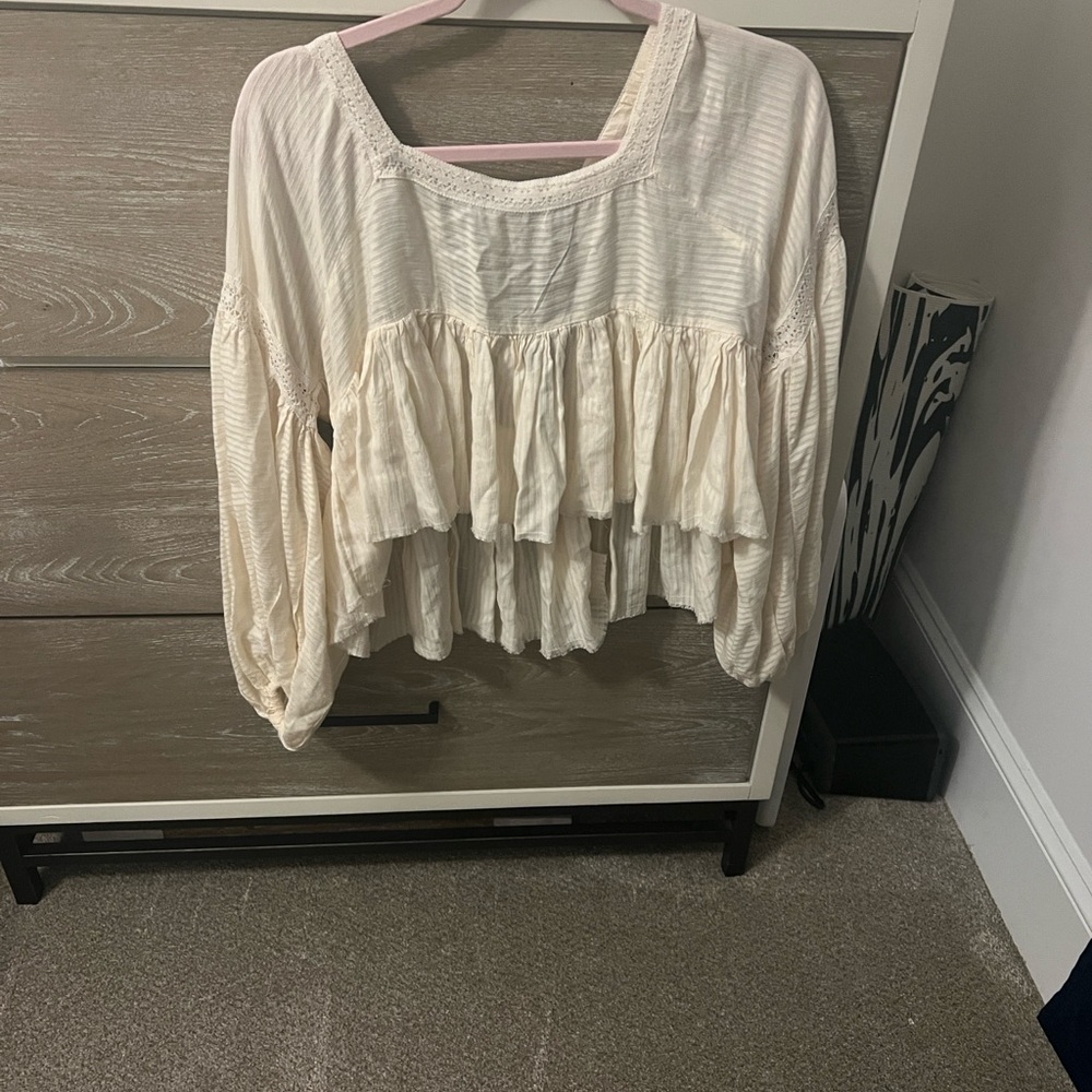 Urban Outfitters Cream Ruffled Blouse